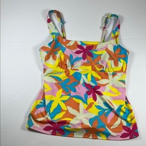 Lands’ End Floral Multicolor Women's Swimsuit Top Sz 14